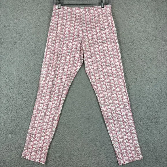 Roller Rabbit Pajama Set Top XS Pant SMALL Pink Elephant Novelty AOP Pima Cotton - Picture 9 of 13